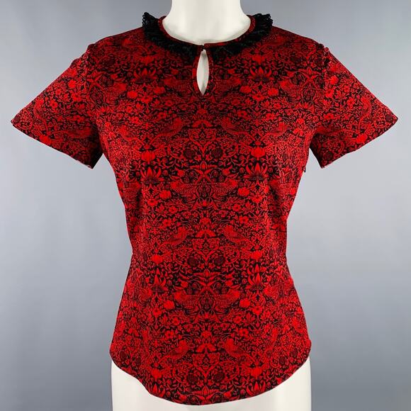 MARC by MARC JACOBS Size XS Red Black Polyester Blend Short Sleeve Blouse - Picture 1 of 8